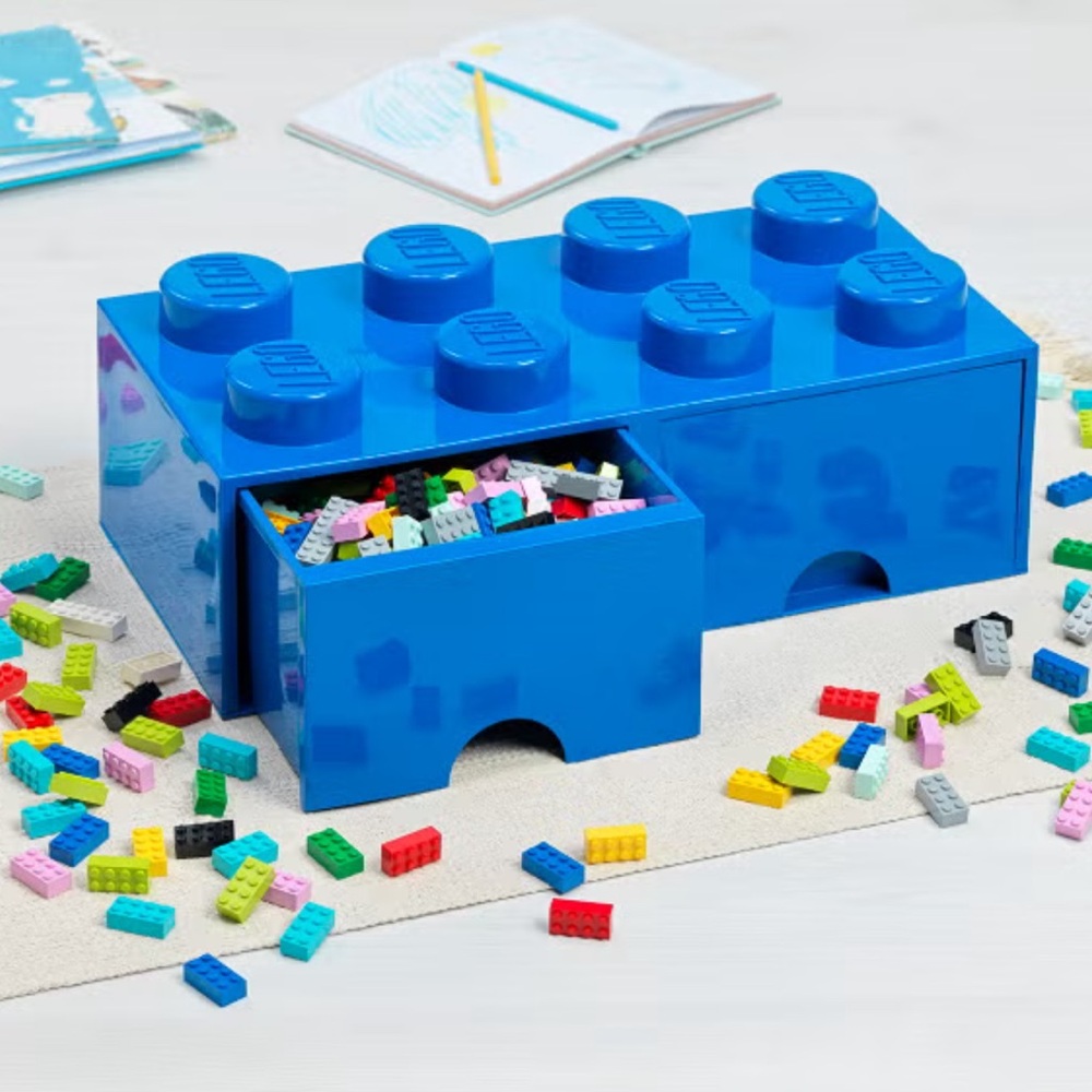 LEGO 4x2 Blue Brick Storage Box with 2 Drawers